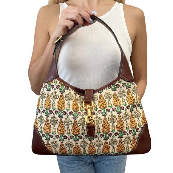 Gucci Handbags - GUCCI Vintage Jackie Pigna Pineapple Jacquard Shoulder Bag Brown Yellow [106290]